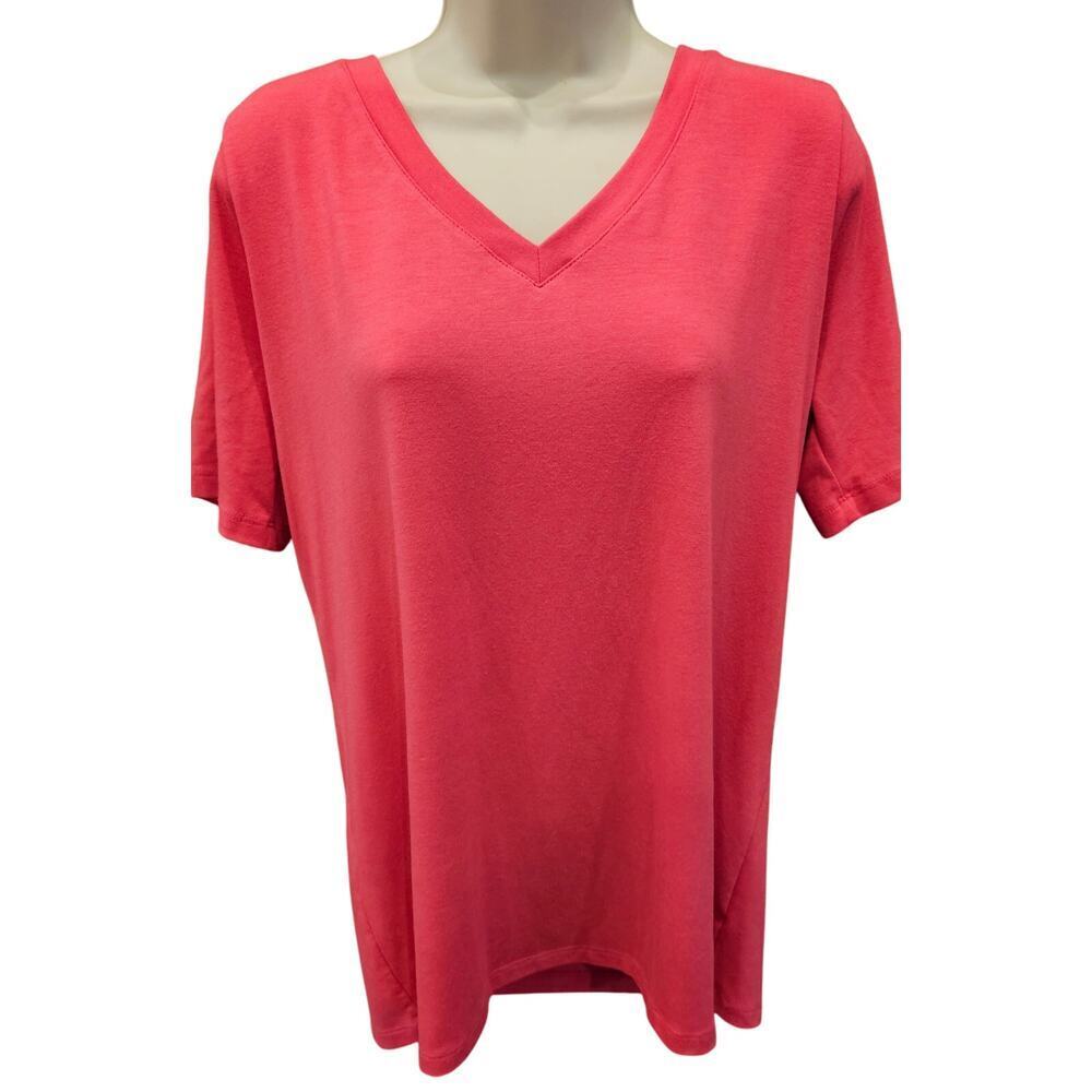 Zenana sz XL hot pink relaxed fit 1/2 sleeve tunic tee top minimalist casual